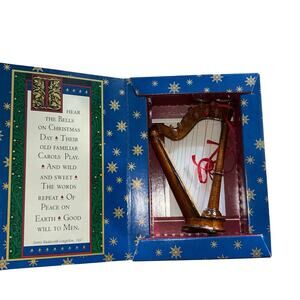 Authentic Models miniature harp ornament holiday decoration in box